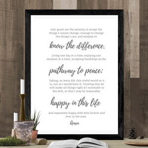 Oración de la Serenidad (Versión Larga): Oración Cristiana, Arte de Pared Imprimible y Póster - Descarga Digital Instantánea