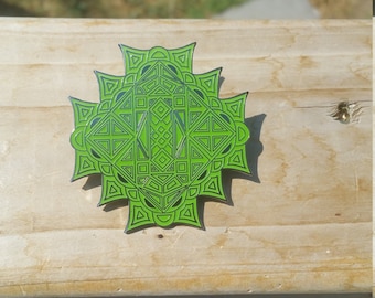 Sprazzo di sole starburst verde bagliore variante reticolo geometrico smalto duro limited edition inebriante cappello bavero pin navi gratuito negli Stati Uniti