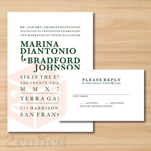 Custom Wedding Invitations and RSVP Cards - Print-ready File - Simple, Elegant, Modern Invitation Design
