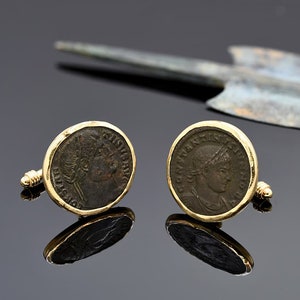 Gold Cufflinks with Certified Ancient Roman Coins