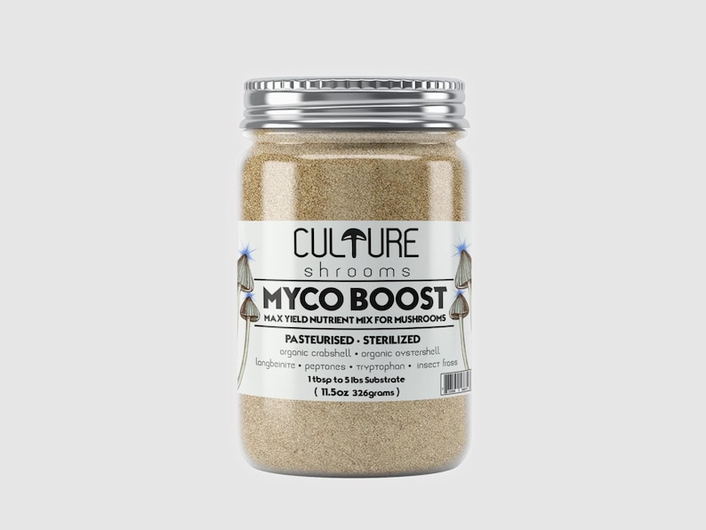 Myco Boost Mushroom Max Yield Nutrient Mix - Organic Fertilizer Crabshell, Oyster Shell, Peptones, Tryptophan, Frass for Enhanced Growth image 1