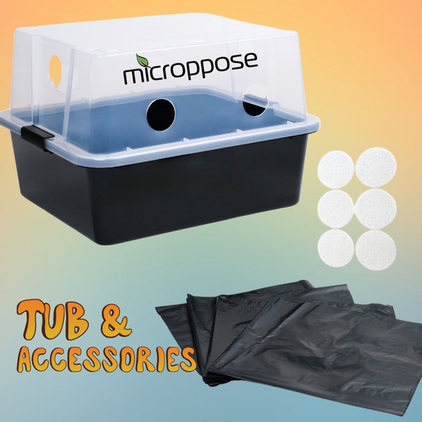 Microppose Monotub Size Medium; Mushroom Cultivation Grow Kit Mono-tub Tek Multiple Variations