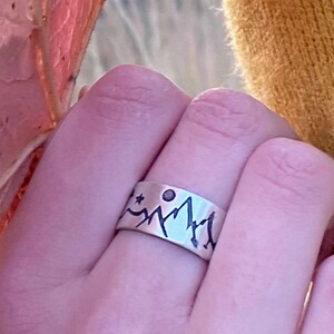 Mountain Ring - Adjustable High Alpine Mountain Jewelry Great Gift for Men or Women - Men&#39;s Mountain Ring - Mountain Range Ring