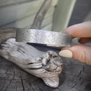 Mens Topo Cuff Bracelet. Handmade, topographic map, Grand Tetons. Perfect gift for him!