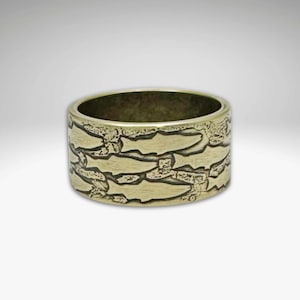 Salmon Run Ring Hand Etched Ring Inspired by Nature Antique Brass or Matte Silver