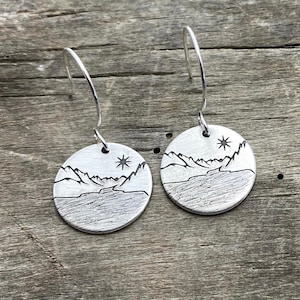Mountain Lake Earrings Nature Inspired Outdoor Jewelry Mountain Jewelry Nature Lover Glacier NP Gift