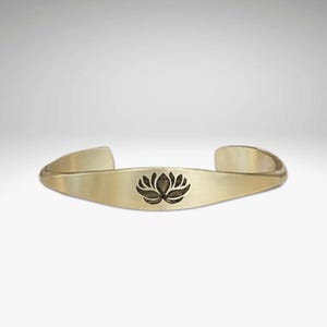 Lotus Flower Signet Cuff Bracelet- Yoga Jewelry - Spiritual Bracelet - Gift for Yoga Friend