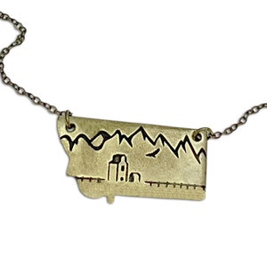 Grain Elevator Mountain Necklace Prairie Jewelry