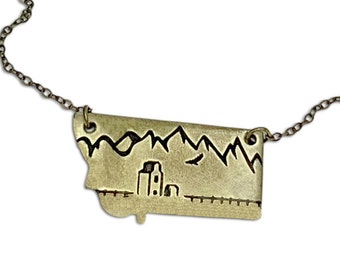 Grain Elevator Mountain Necklace Prairie Jewelry