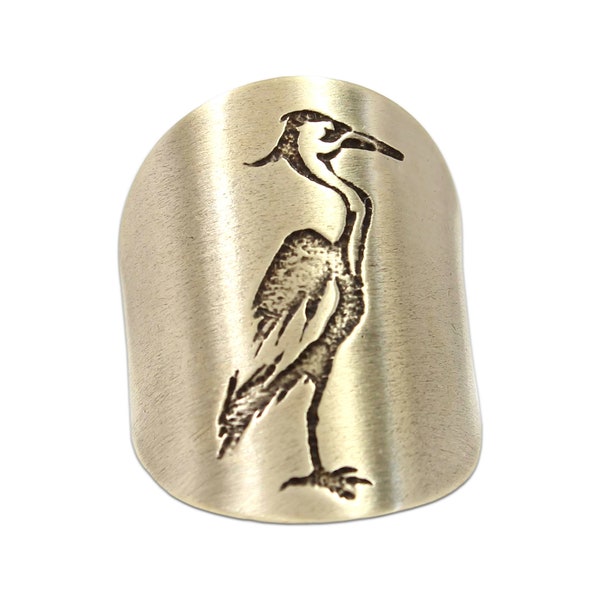 Nature Inspired - Blue Heron Ring Nature Jewelry. Antique Brass adjustable ring