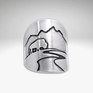 Bison Ring, Adjustable, Grand Teton, Yellowstone, Buffalo Roam Ring. Matte Silver or Antique Brass.