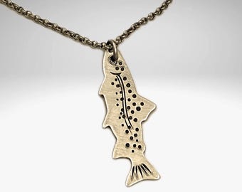 Fishing Necklace - Fly Fisherman's Gift- Fish Pendant - Nature Lover Gift  -Outdoor Jewelry