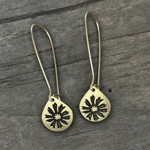 Bitterroot Long Earrings, Flower Jewelry,  Gift for Montana lover, Montana Wildflowers