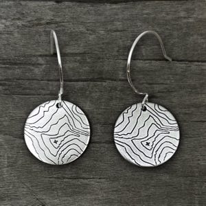 Topo Map Earrings, Glacier National Park Inspired Jewelry, Rising Wolf Mountain Montana
