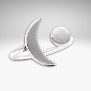 Sun and Moon Adjustable Silver Ring- Celestial Silver Finger Ring