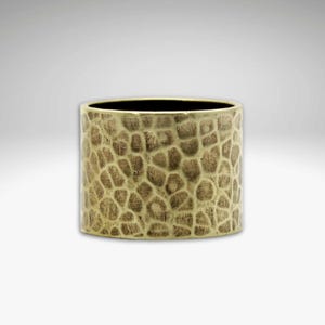 Wide Hammered Chunky Cuff Ring Available in Matte Silver or Antique Brass