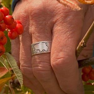 Buff Adjustable Ring Bison Jewelry Great gift for men or women, matte silver or antique brass