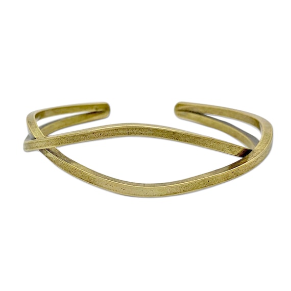 Criss Cross Simple Cuff Bracelet Matte Silver or Antique Brass Etsy Canada