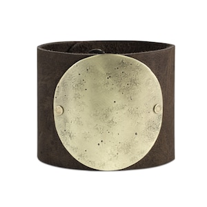 Full Moon Leather Cuff - Leather Bracelet - Wide Leather Cuff - Moon Jewelry - Moon Cuff