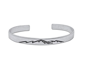 Mens Mountainscape Cuff. Minimalist mountain inspired jewelry for men.
