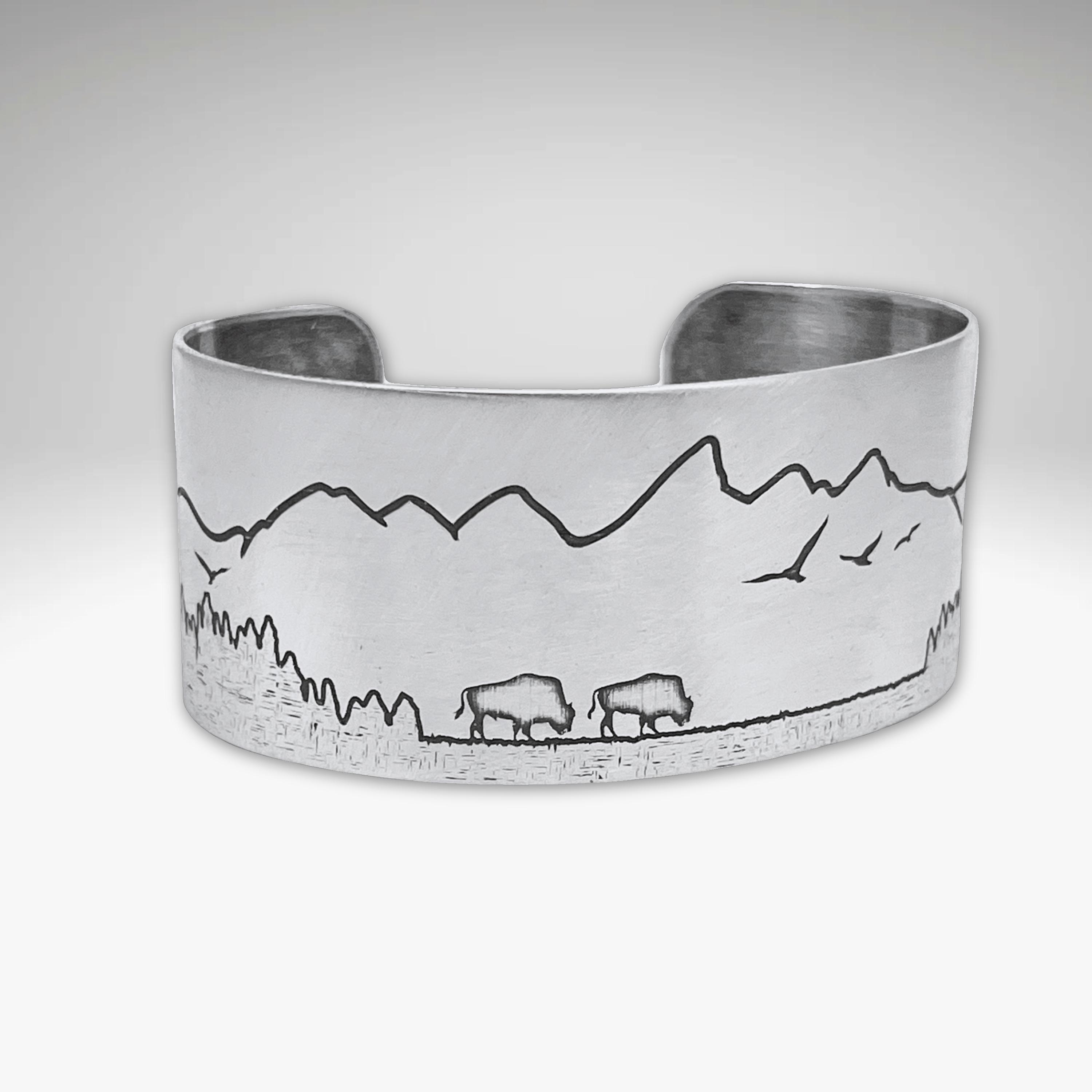 bison designs tackle-box bracelet Buffalo And Bison Sterling Silver | Esquivel and Fees Handmade Sterling Silver Bison on a genuine 8.5 leather bracelet with a secure silver clasp. Whistle Bracelet