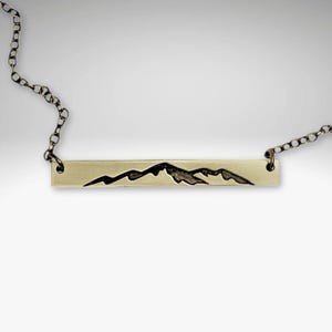 Mountainscape Necklace- Mountain jewelry - Bar necklace