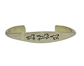 Wild Horse Bracelet, Tapered Signet Cuff,  Run Wild and Free