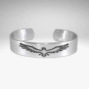 Freebird Eagle Matte Silver Cuff. Eagle Cuff for Men or Women, Nature Lover Gift . Animal Lover Gift. Outdoor Jewelry. Wildlife Bracelet