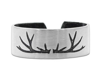 Antler Adjustable Ring - Jewelry for the Hunter -  Nature Lover Gift - Outdoor Jewelry - Silver Thumb Ring