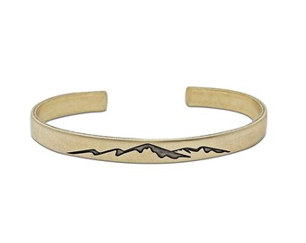 Mens Mountainscape Cuff. Minimalist mountain inspired jewelry for men.