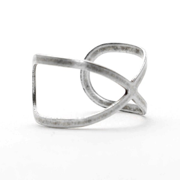 Open Space Adjustable Silver Ring- Silver Infinity Ring- Figure 8 Silver Ring