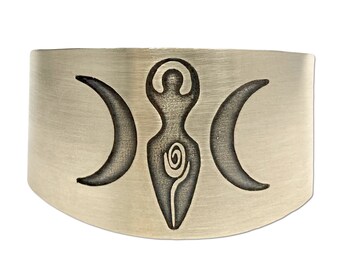 Triple Goddess Cuff Bracelet - Celestial Jewelry - Wide Cuff