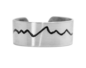 Teton Mountain Ring, Grand Teton National Park - Sized or adjustable. Great gift for men or women, matte silver or antique brass