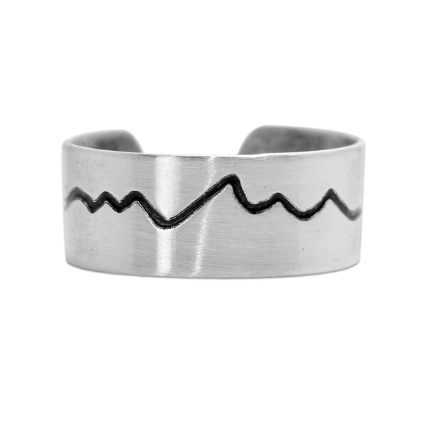 Teton Mountain Ring, Grand Teton National Park - Sized or adjustable. Great gift for men or women, matte silver or antique brass