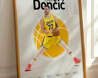Photo Dédicacée Luka Doncic #77 Lakers Encadrée 13x16 - Autographe Authentique Avec Certificat HOLO COA