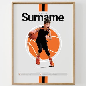 Custom Kids Sports Portrait | Minimalist Custom Sports Poster | Personalized Digital Wall Art for Kids Room | Unique Gift for Young Athletes