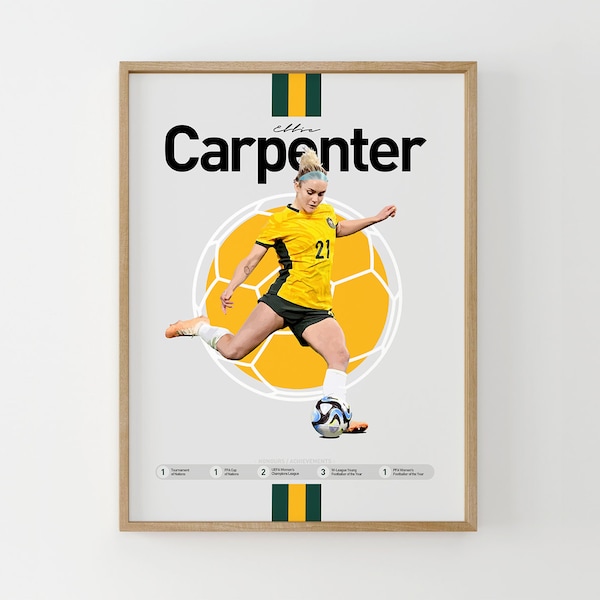 Ellie Carpenter Print, Ellie Carpenter Art, Ellie Carpenter Poster, Office Wall Art, female soccer print, Ellie Carpenter Australia