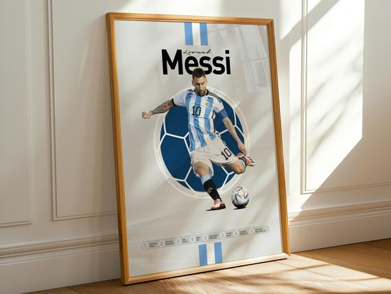 Impressão de Lionel Messi Argentina: Pôster minimalista de futebol (download digital)