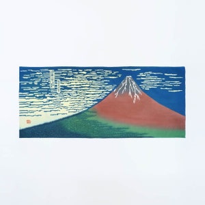Hokusai Katsushika, Thirty-Six Views of Mt. Fuji, Red Fuji, Fine Wind Clear Morning, Ukiyoe Tenugui Art Hand-dyed and Made in Japan