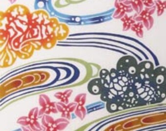 BINGATA Pływający Kwiat Tenugui Art, Ściereczka kuchenna, Uniwersalna bawełniana tkanina, Tradycyjny Chusen, ręcznie farbowany w Japonii