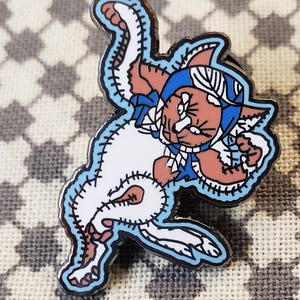 Tenugui BAKENEKO CAT Collectable PIN, Dancing Cat with Tenugui Headwrap, Custome Lapel Pin, Kuniyoshi Cat, Cat Lovers, Japanese Monster Cat