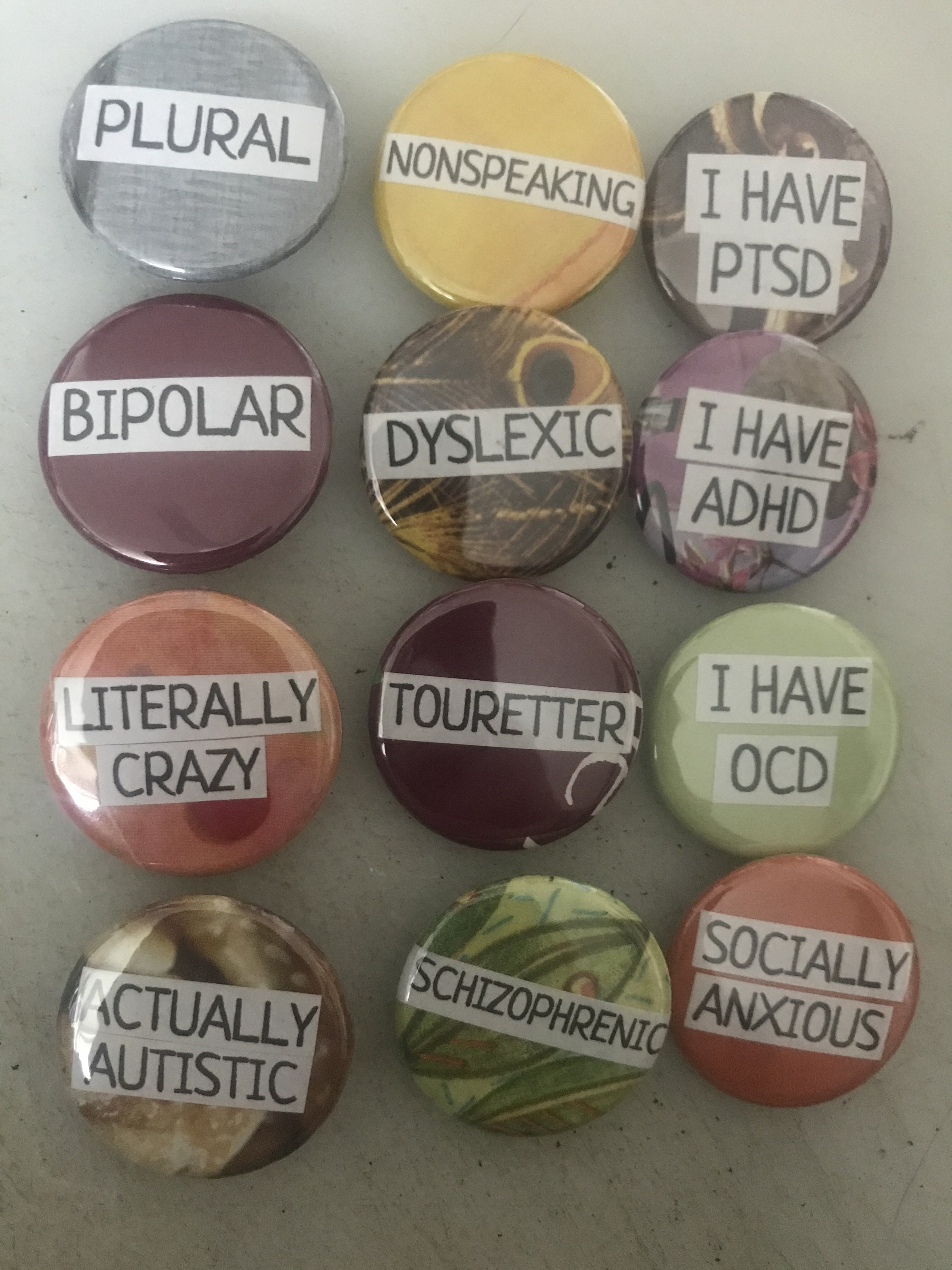 Disability Buttons Disabled Identities for Mental Illnesses Etsy UK