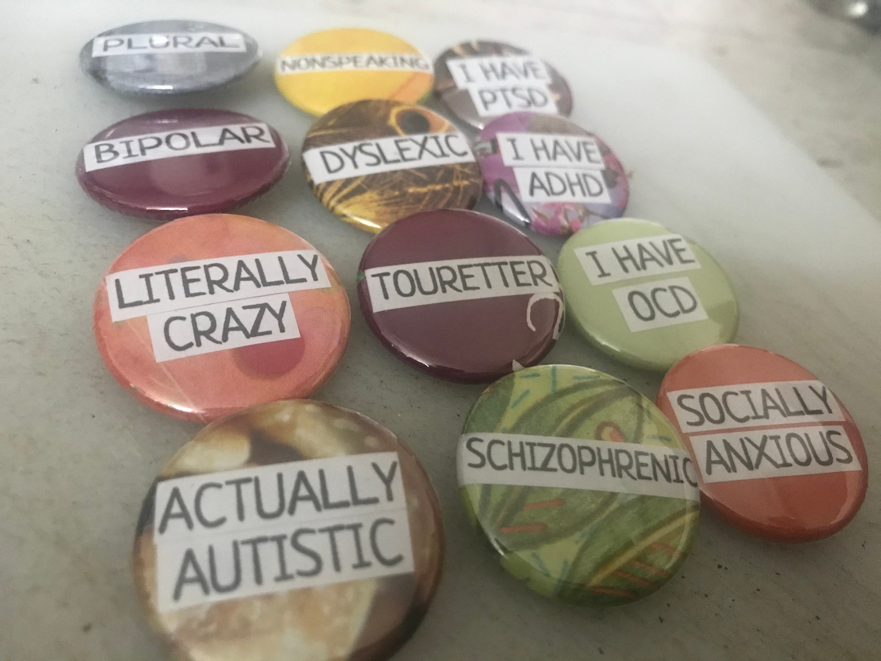 Disability Buttons Disabled Identities for Mental Illnesses Etsy UK