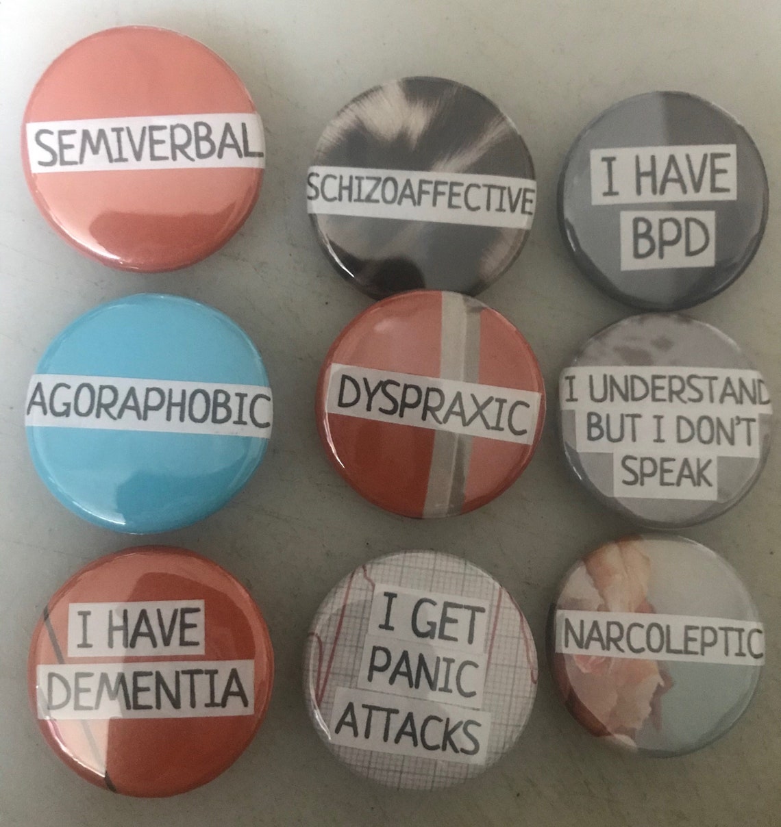 Disability buttons disabled identities for mental illnesses Etsy