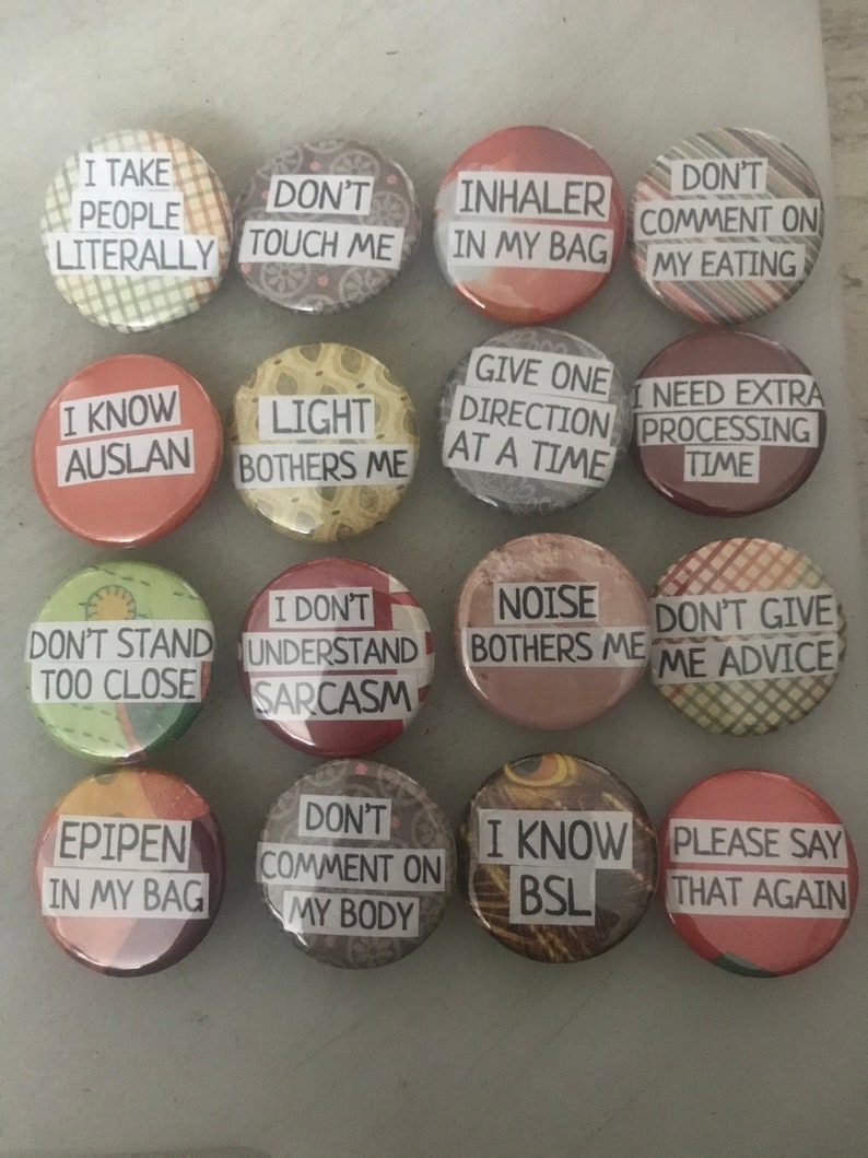 Access needs buttons disability pinscommunication badges