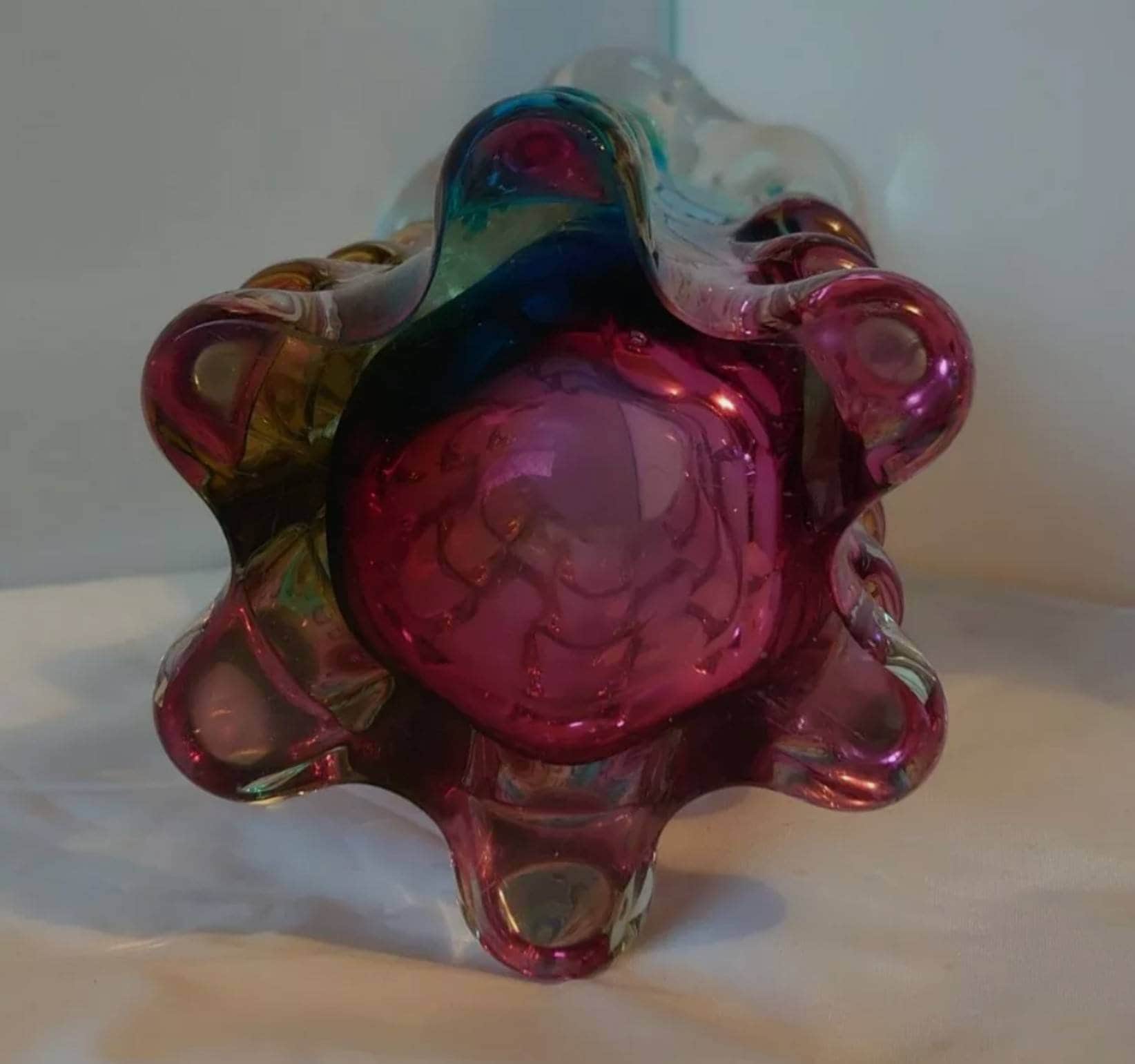 Sanyu Narumi Fantasy Glass~Japanese~Vintage~Rainbow~Art Glass~Vase 