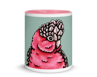 Galah Cockatoo Mug with Color Inside, Rose-breasted Cockatoo Mug, Cockatoo Coffee Mug, Cockatoo Cup, Parrot Mug