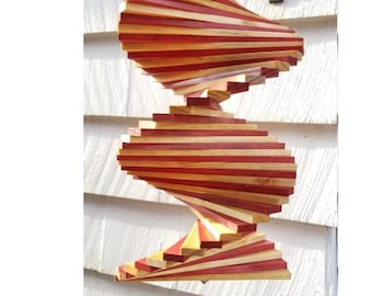 stained Barn Red & Golden Oak spinner spiral twister garden yard tree porch patio wind spinny beachy beach house