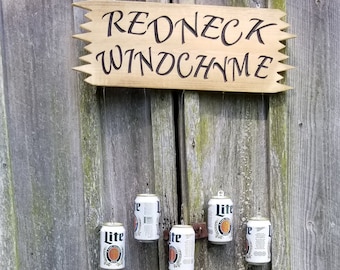 Redneck Red Neck wind chyme chime windchyme stained beer soda cans yard garden man cave porch patio cookout man dad