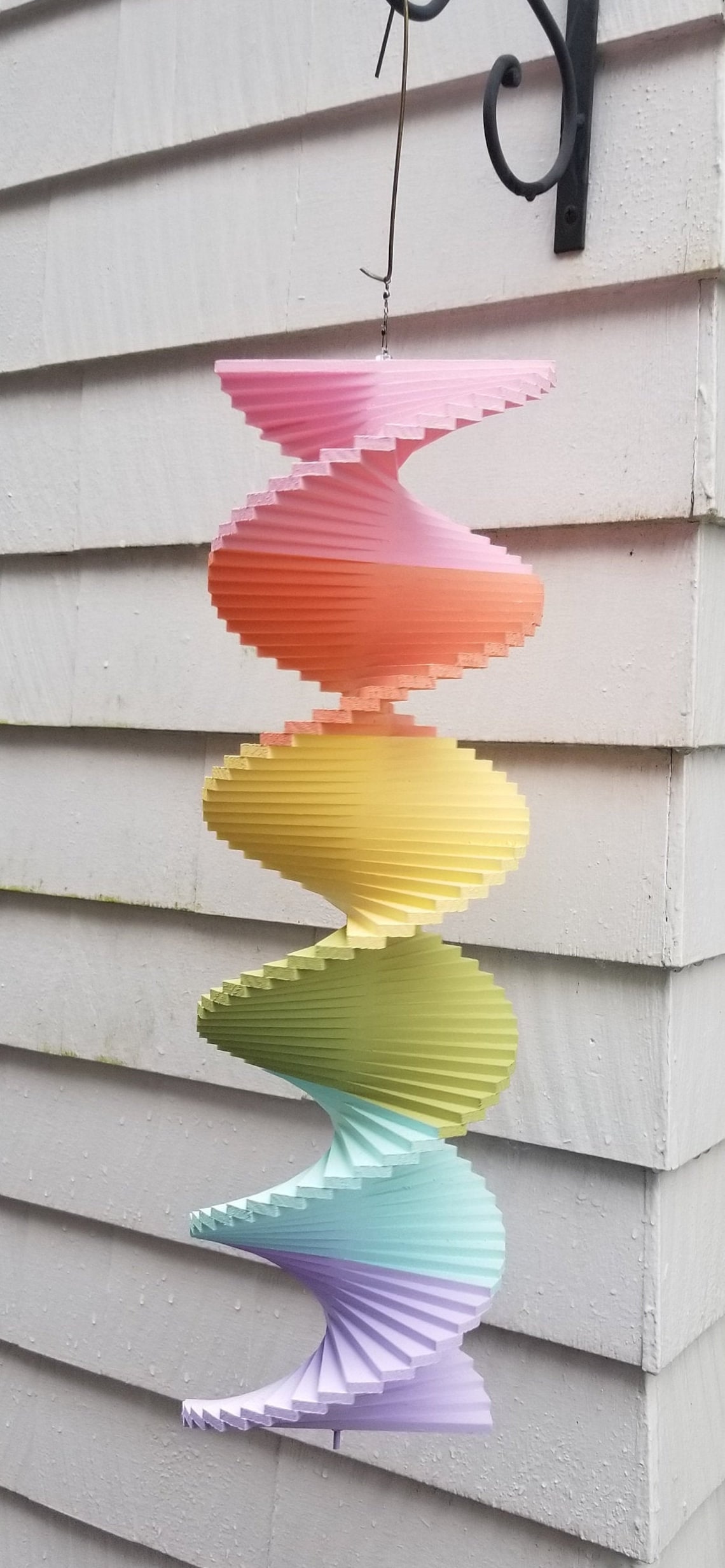 24 Pastel Rainbow wood wooden floating twister spinner Etsy